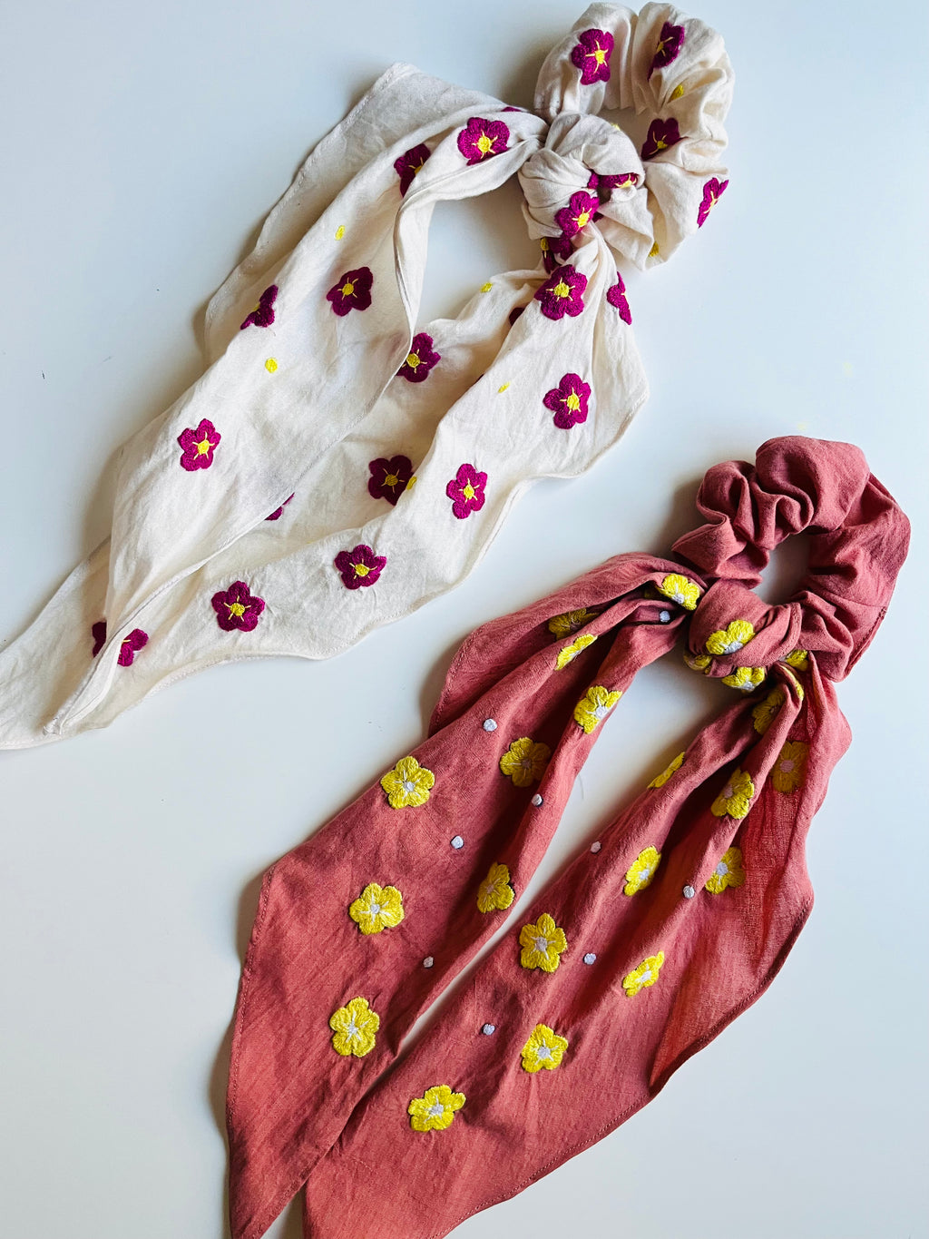Hand-embroidered Scrunchie-Scarf