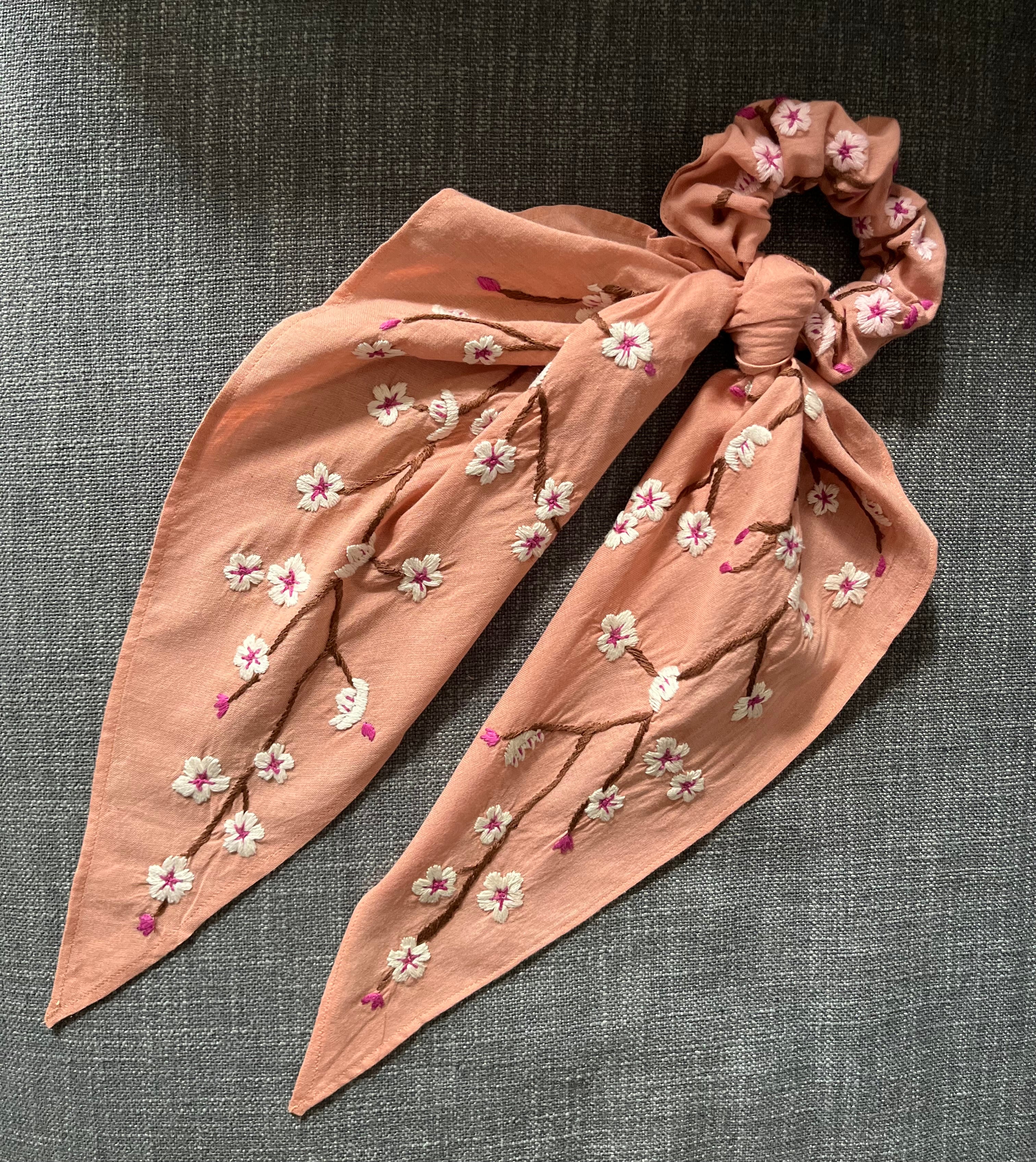Hand-embroidered Scrunchie-Scarf